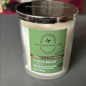 Bath & Body Works Aromatherapy Stress Relief Candle - Green and Silver